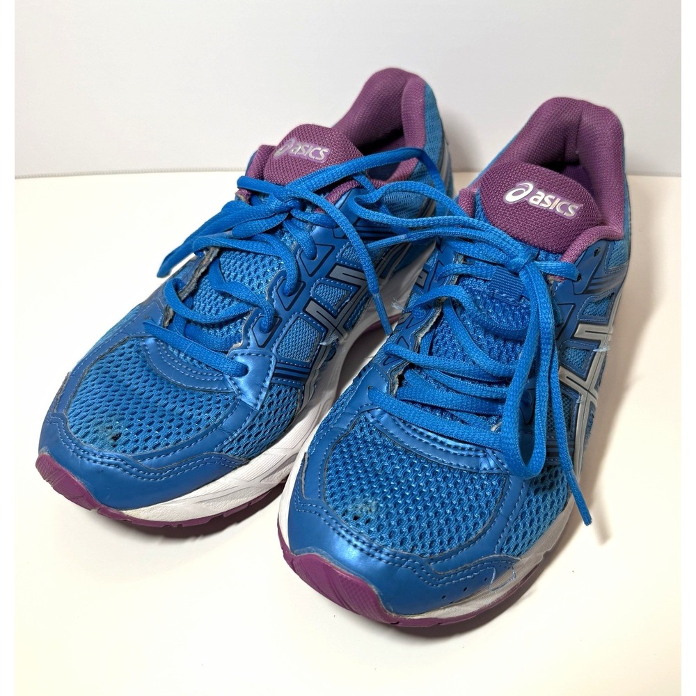 ASICS Women's Blue/Purple/White Mesh Low Top Lace-Up Athletic Sneakers. Size 6.5